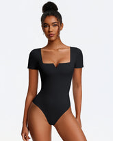 Short Sleeve Bodysuit Square Neck One-Piece T-Shirt Summer Top