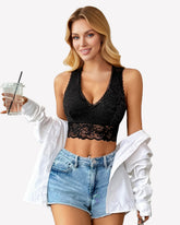 V Neck Racerback Cami Non-Padded Floral Crop Top