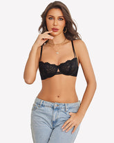 Floral Lace Bra Sheer Mesh Unlined Bra