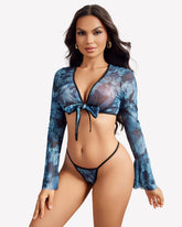 Sheer Crop Tops with G-String