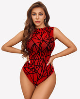 Sheer Sleeveless Ruched Mesh Bodysuits