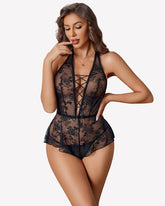 Halter Lace Teddy Bodysuit Backless One Piece Lingerie