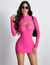 Fishnet Mesh Babydoll Going Out Mini Dress