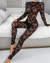 Floral Lace Unitard Jumpsuit