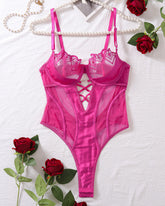 Push-Up Heart-Shaped Embroidery Bodysuit