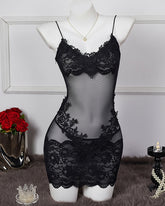 Floral Embroidery Mesh Chemises Dress