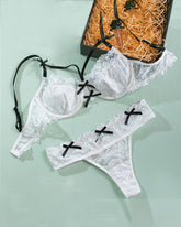 Lace Bow Erotic Bra Panty Set