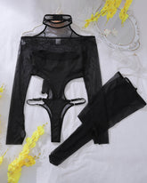 Exotic Sheer Bodysuit Set+Stockings