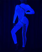 Glow In The Dark Blue Fishnet Body Stockings