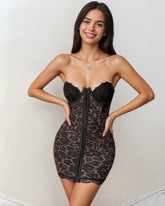 Glamour Leopard Corset Mini Dress