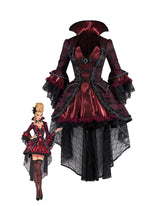 Gothic Vampire Dress with Stand Collar - Victorian Corset Maxi Dress