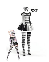 Harlequin Cosplay Costume Dress with Stockings Choker and Mask Set
