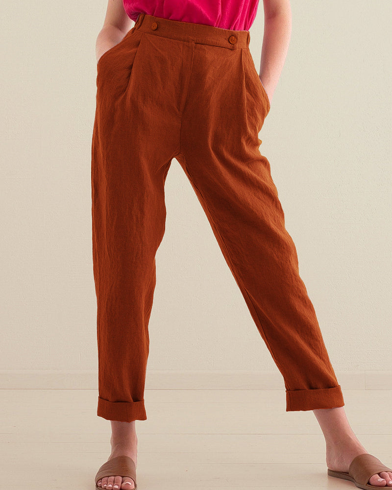 High Waist Trousers with Pockets