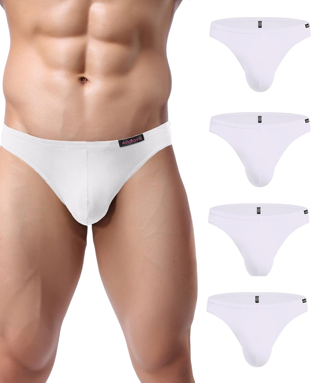 Men's Underwear 4 Pack Low Rise Microfiber Ice Silk Hip Briefs