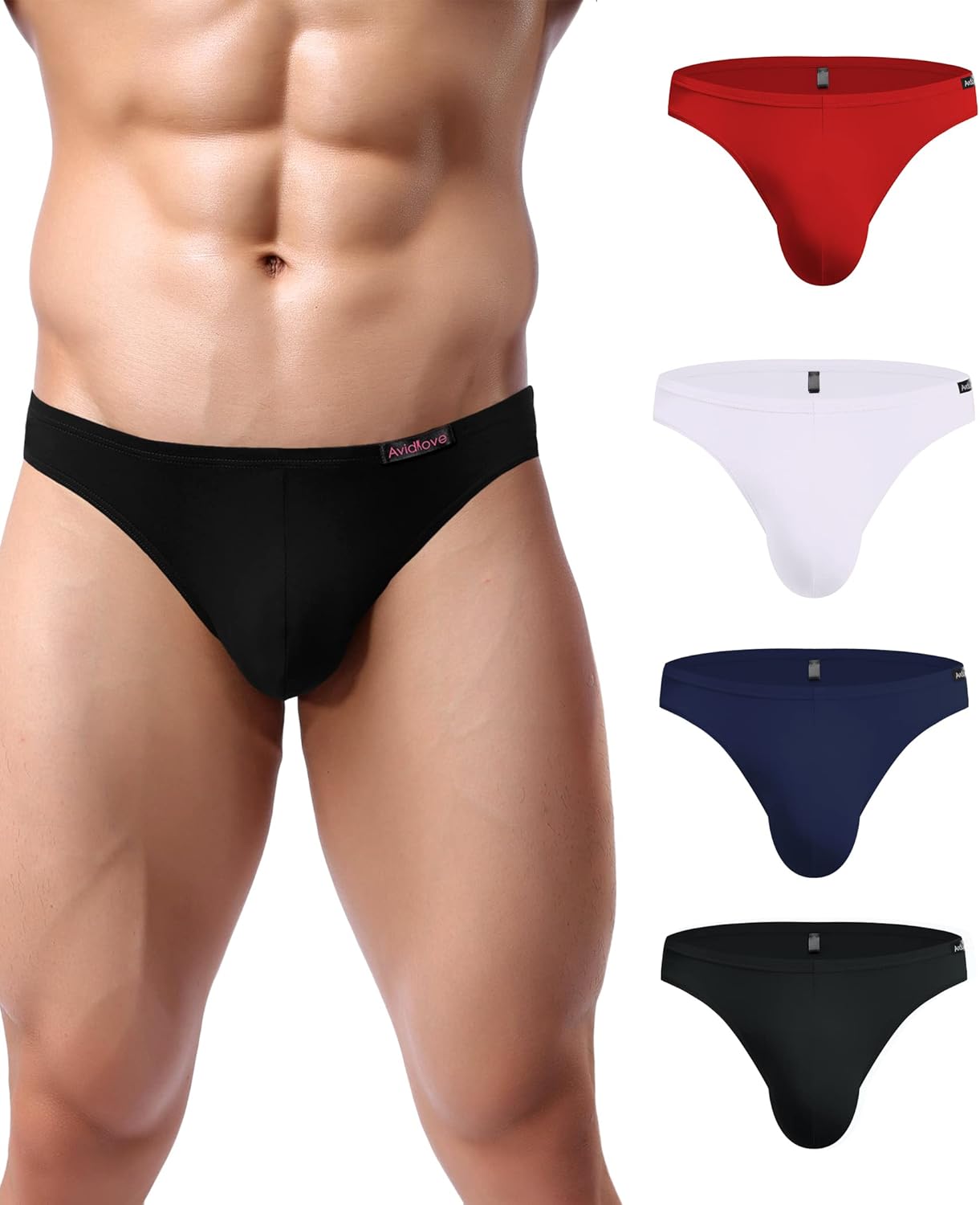 Men's Underwear 4 Pack Low Rise Microfiber Ice Silk Hip Briefs