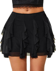 Layered Ruffle Flowy Mesh Mini Skirt Y2K Summer Short Skirt