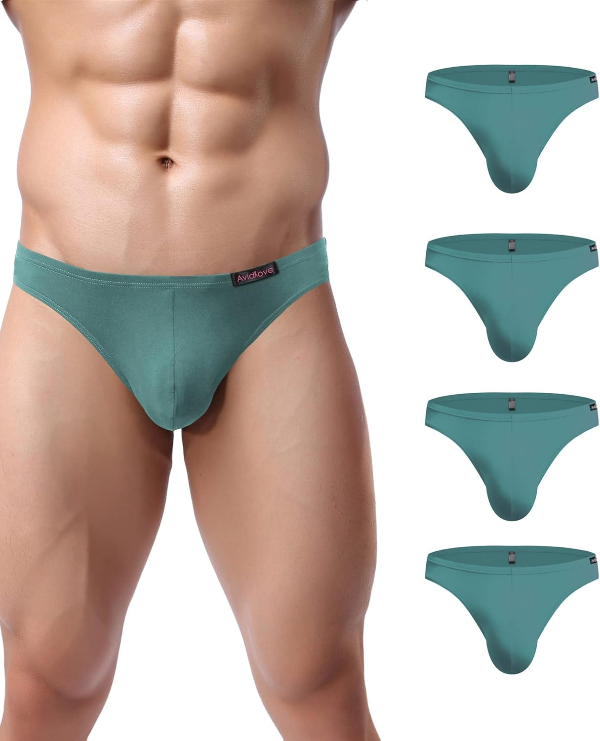 Men's Underwear 4 Pack Low Rise Microfiber Ice Silk Hip Briefs