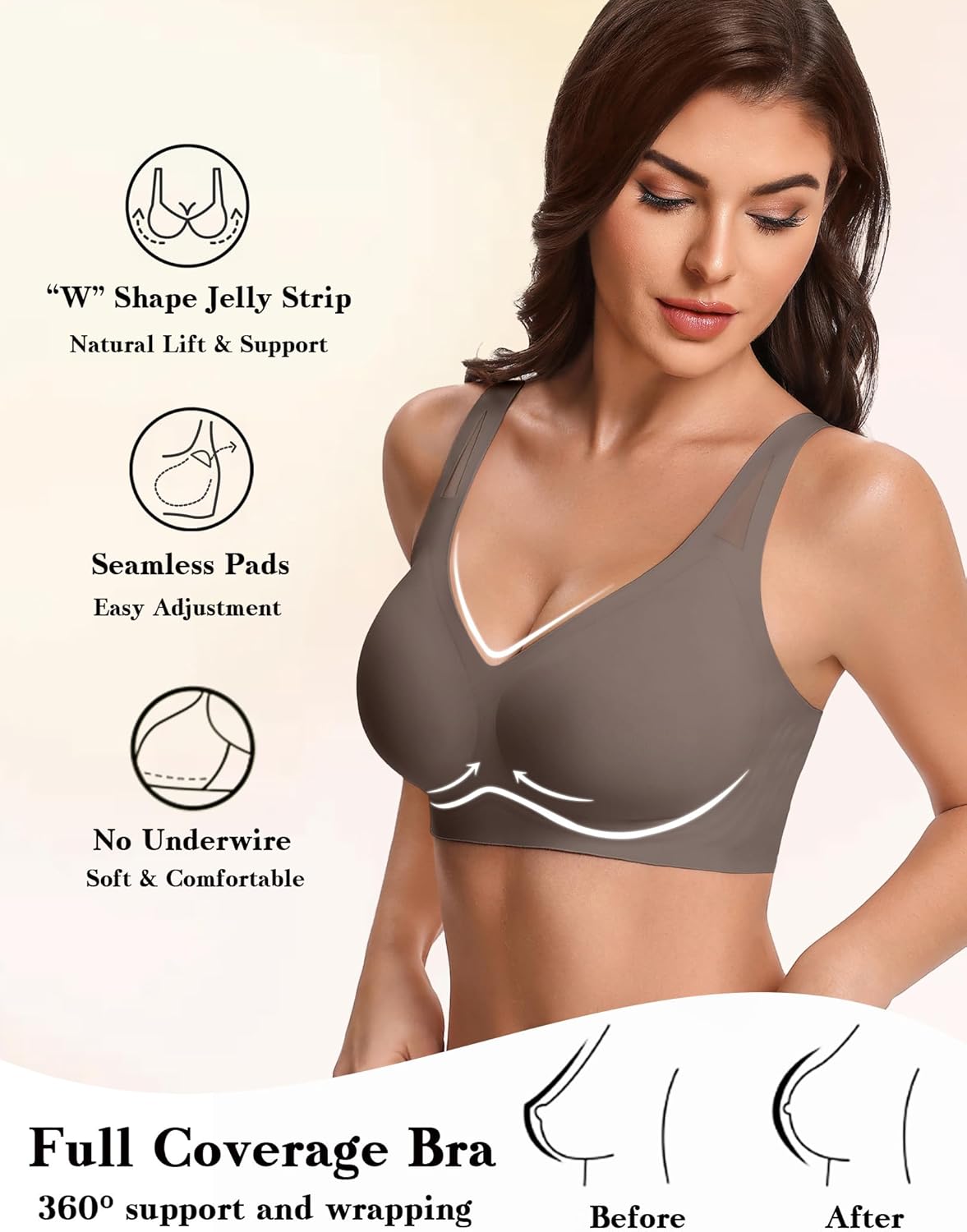 No Underwire Bras Full Coverage Wireless Bra