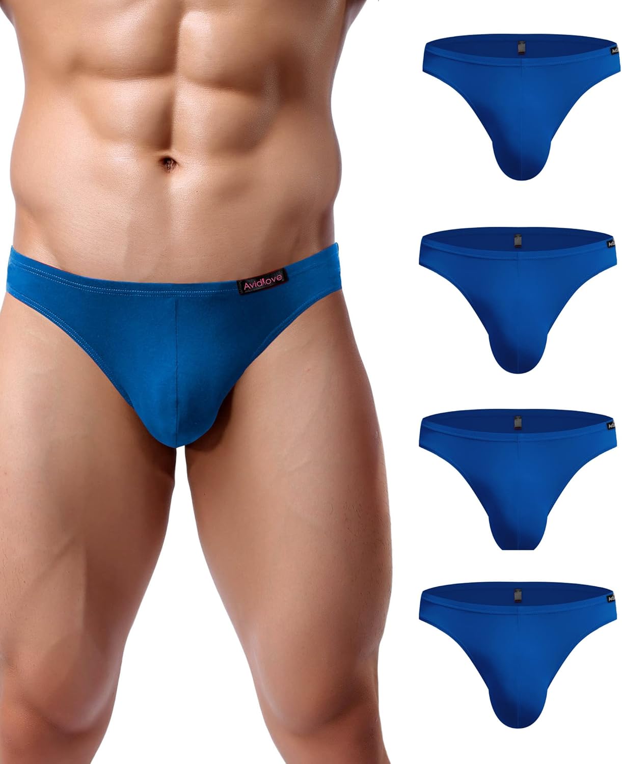 Men's Underwear 4 Pack Low Rise Microfiber Ice Silk Hip Briefs