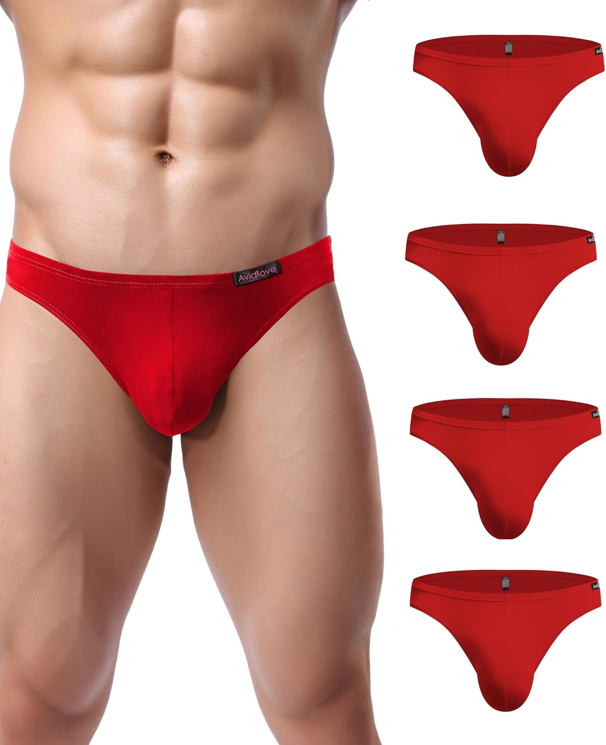 Men's Underwear 4 Pack Low Rise Microfiber Ice Silk Hip Briefs