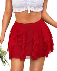 Layered Ruffle Flowy Mesh Mini Skirt Y2K Summer Short Skirt