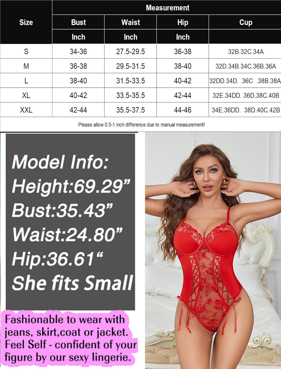Lace Up Front Crotchless Bodysuit