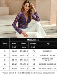 Mesh Long Sleeve Blouse Floral Lace Top