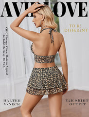 Halter Backless Tank Top Mini Skirt Set