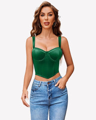 V Neck Corset Bustier Crop Top Boned Underwire Concert Outfit