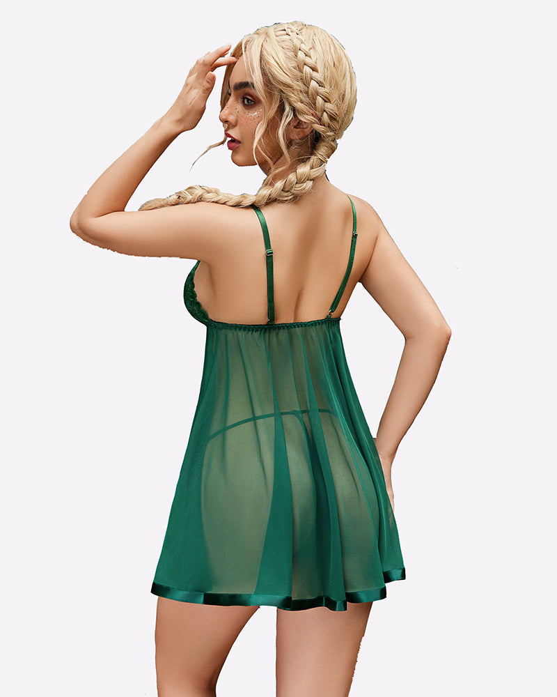 Floral Lace Babydoll Mesh Lingeries