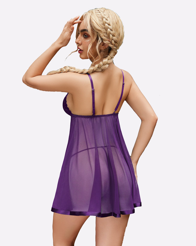 Floral Lace Babydoll Mesh Lingeries