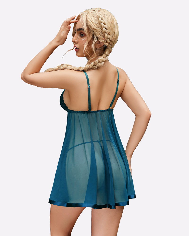 Floral Lace Babydoll Mesh Lingeries