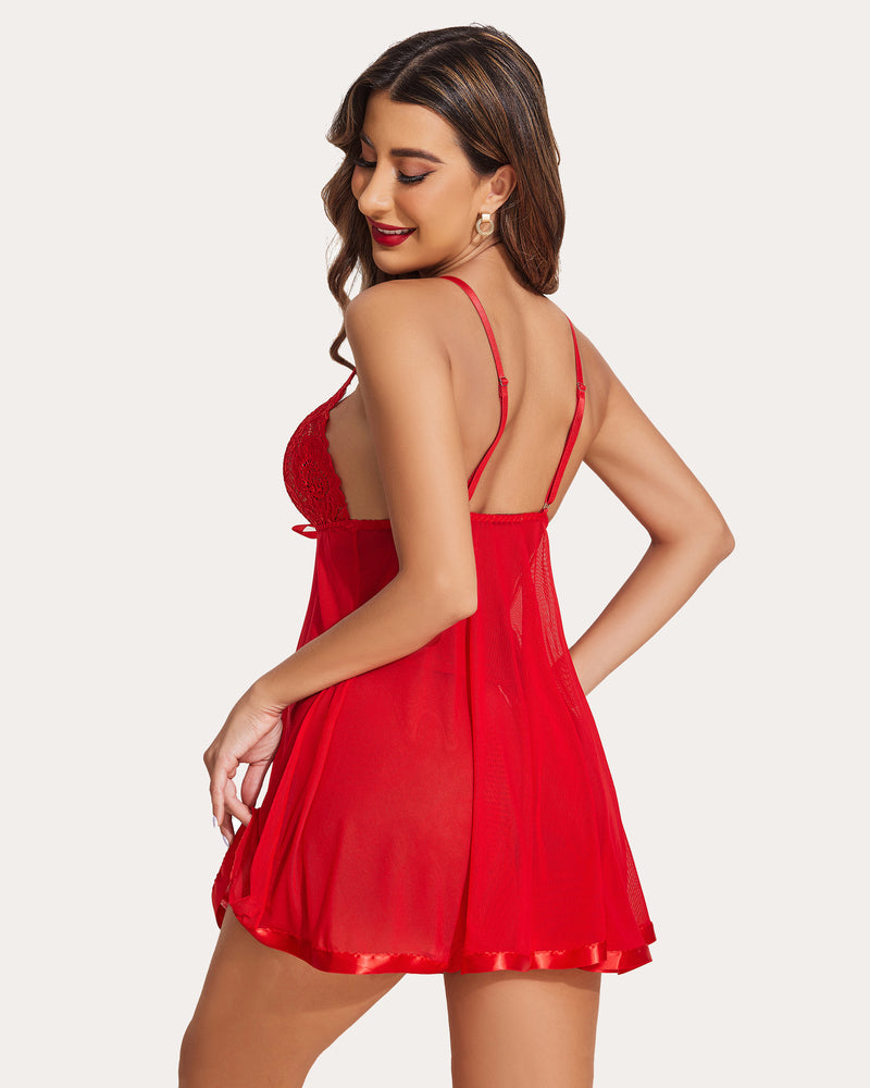 Floral Lace Babydoll Mesh Lingeries