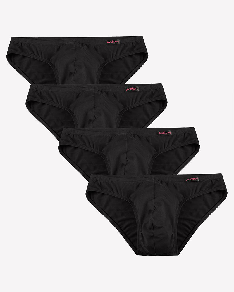 Men's Underwear 4 Pack Low Rise Microfiber Ice Silk Hip Briefs