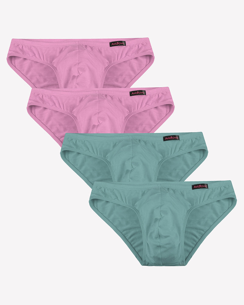 Men's Underwear 4 Pack Low Rise Microfiber Ice Silk Hip Briefs