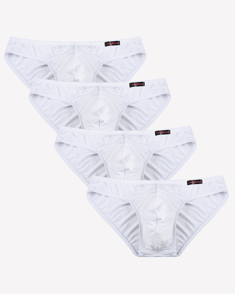 Men's Underwear 4 Pack Low Rise Microfiber Ice Silk Hip Briefs