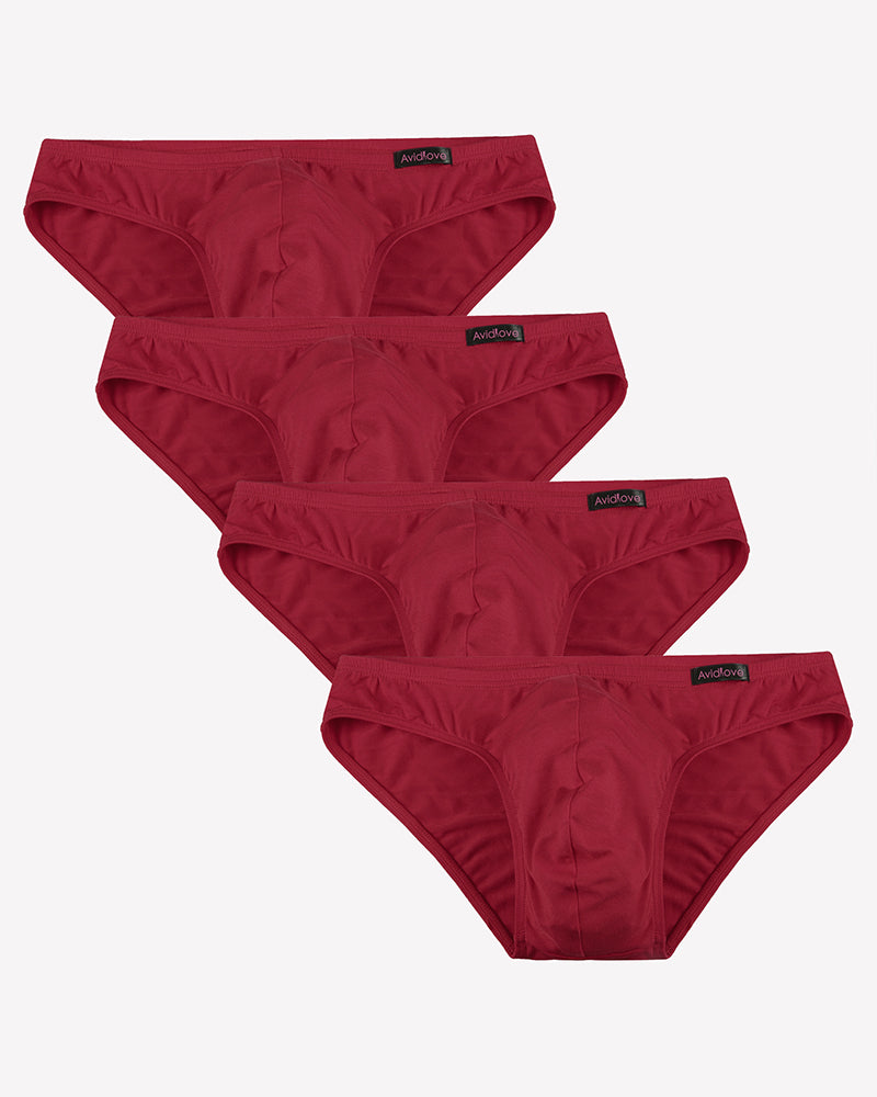 Men's Underwear 4 Pack Low Rise Microfiber Ice Silk Hip Briefs