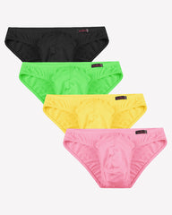 Men's Underwear 4 Pack Low Rise Microfiber Ice Silk Hip Briefs