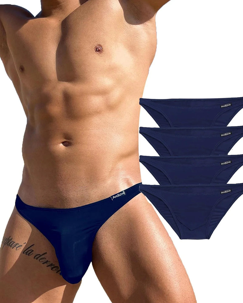 Men's Briefs 4 Pack Classic Low Rise Stretchy Nylon Hip Underwear