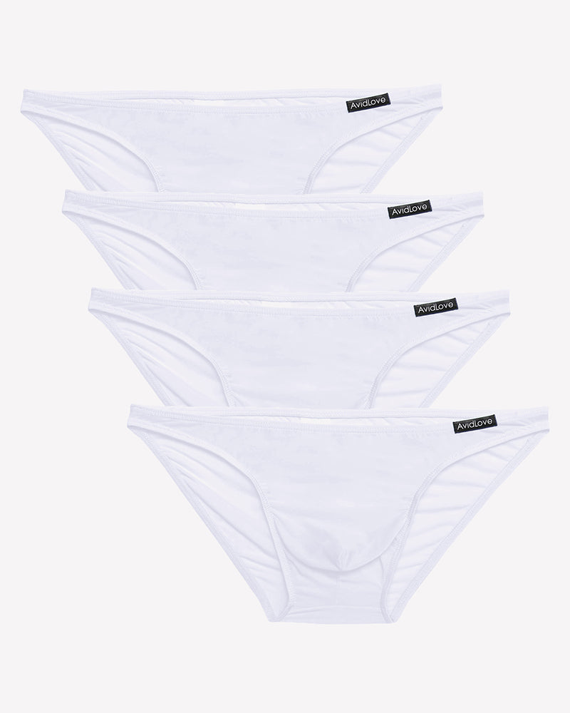 Men's Briefs 4 Pack Classic Low Rise Stretchy Nylon Hip Underwear