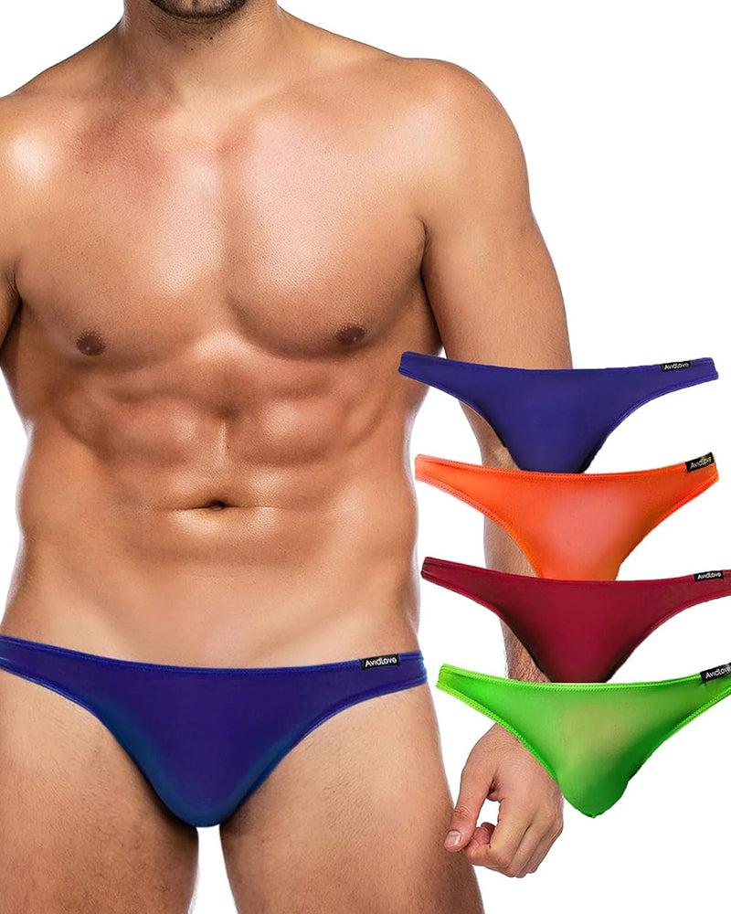 Men's Briefs 4 Pack Classic Low Rise Stretchy Nylon Hip Underwear