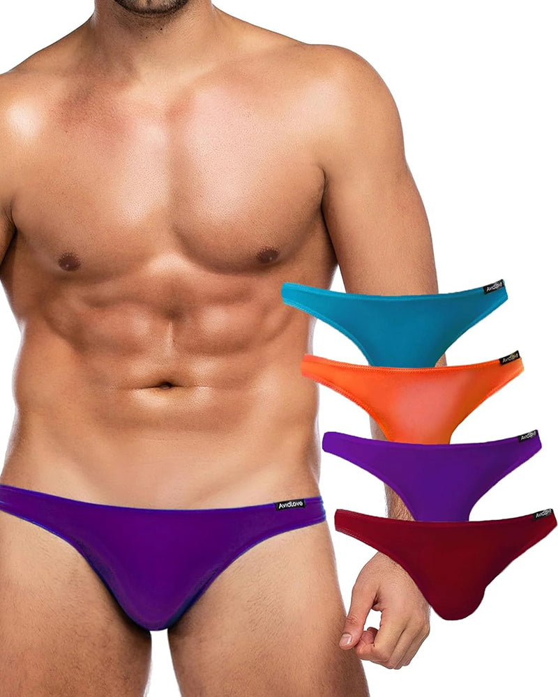Men's Briefs 4 Pack Classic Low Rise Stretchy Nylon Hip Underwear