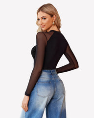 Turtleneck Mesh One Piece Leotards