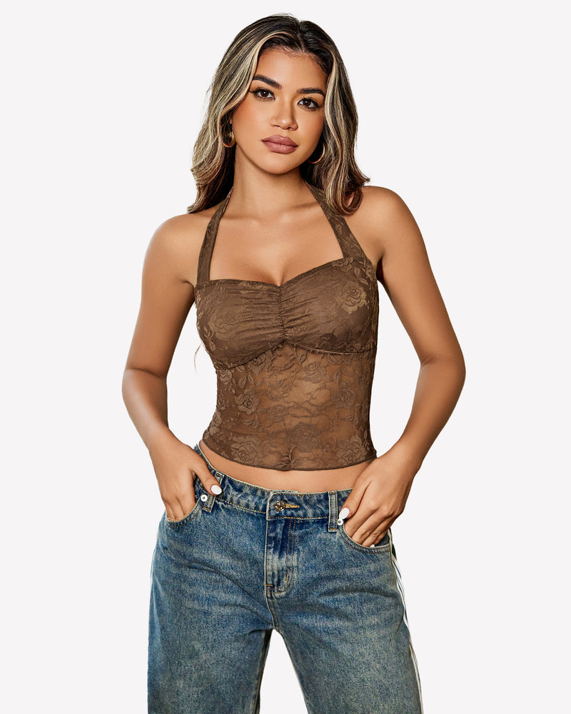 Y2K Halter Tops Lace Tank Top