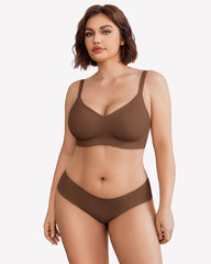 Wireless Lace Seamless Padded V Neck Bra