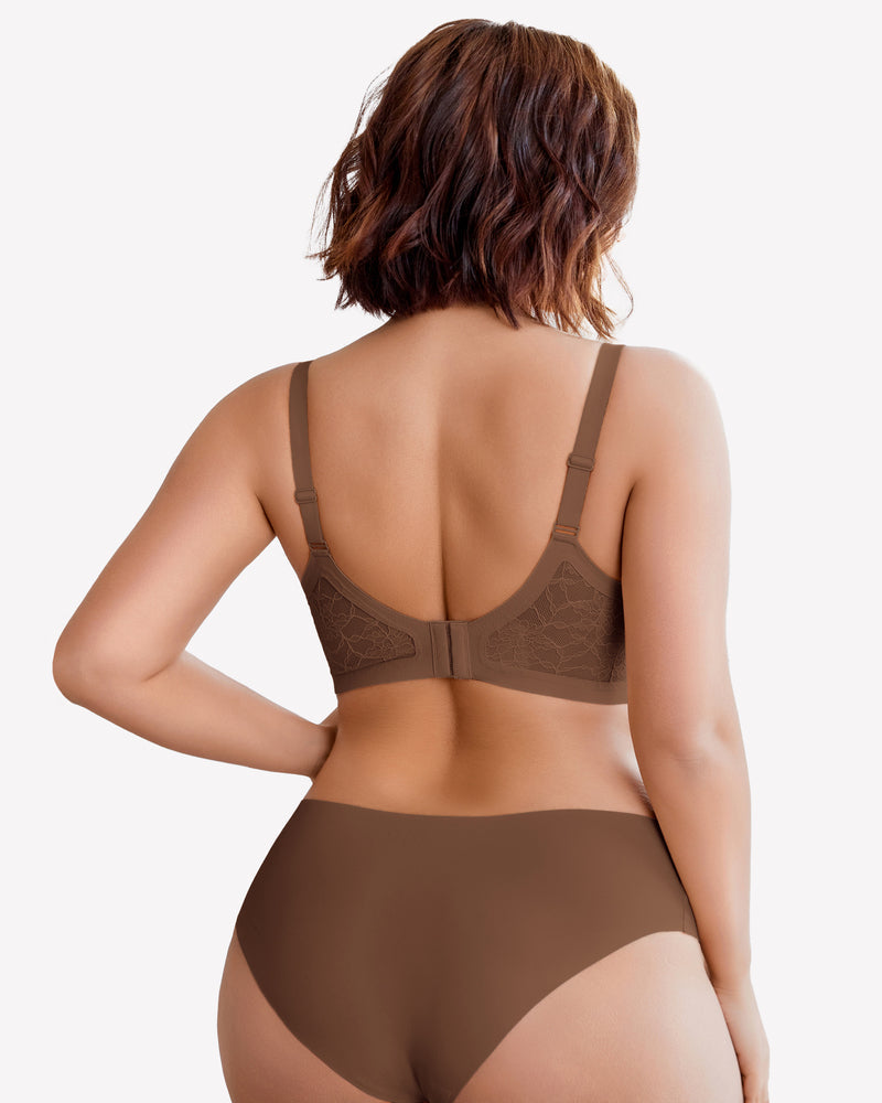 Wireless Lace Seamless Padded V Neck Bra
