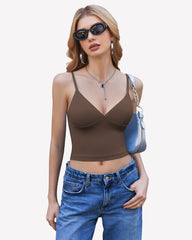 V Neck Spaghetti Strap Y2K Cami Tops