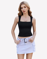 Square Neck Tank Top Basic Crop Tops