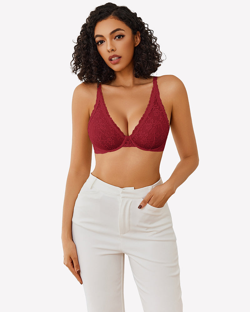 Sheer Underwire Unlined Plunge Bras