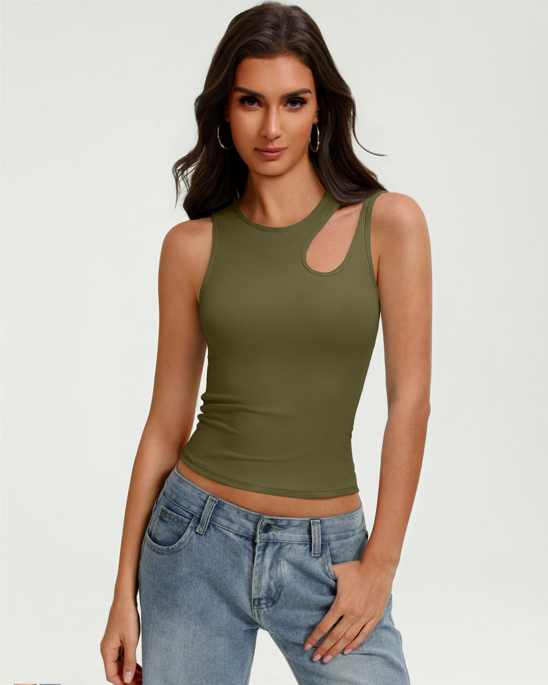 Hollow Out Crop Tank Top Y2K Fitted Going Out Concert Top
